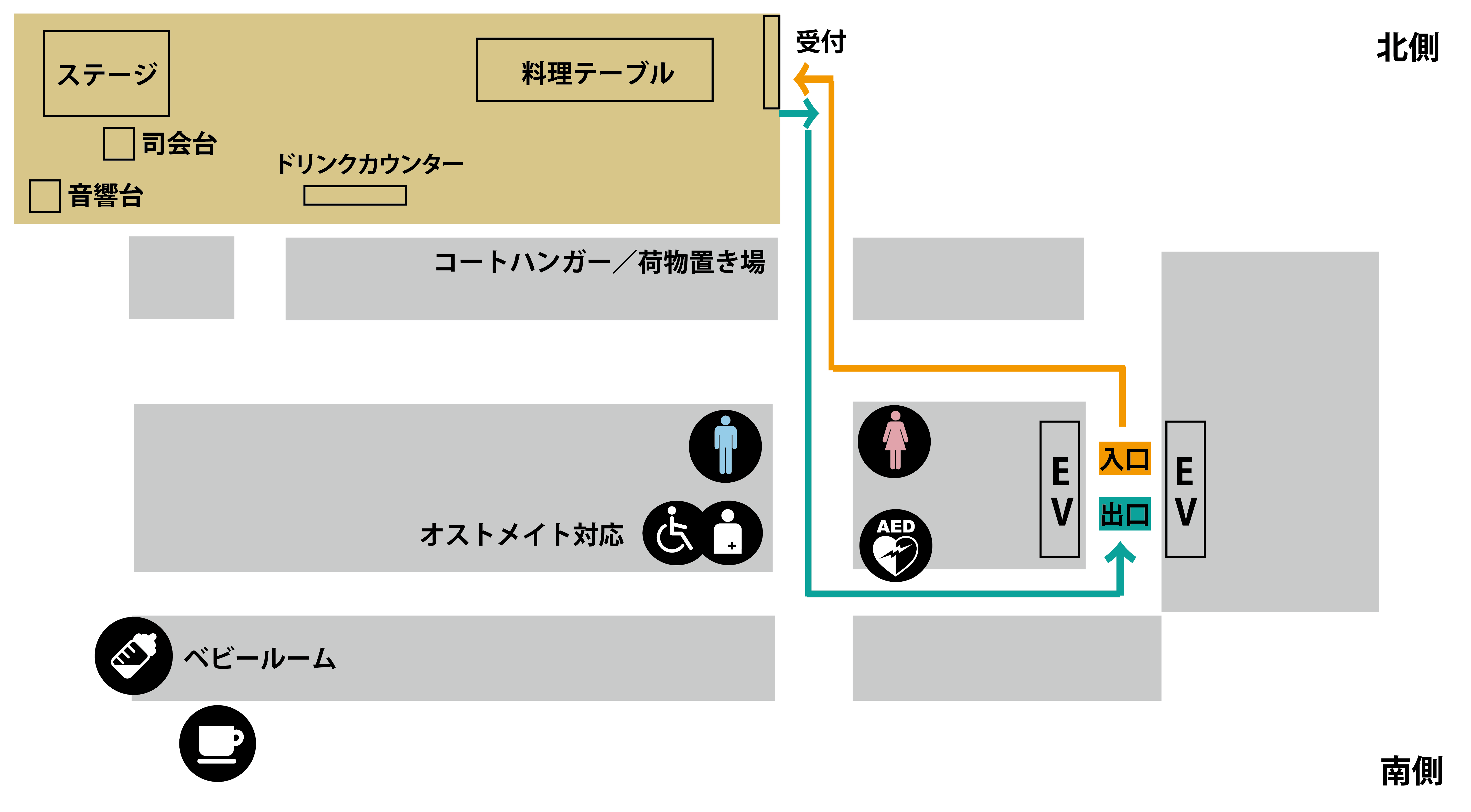サンシャイン60・60階 てんぼうパークのパーティー会場（夜景とステージ・立食レイアウト）